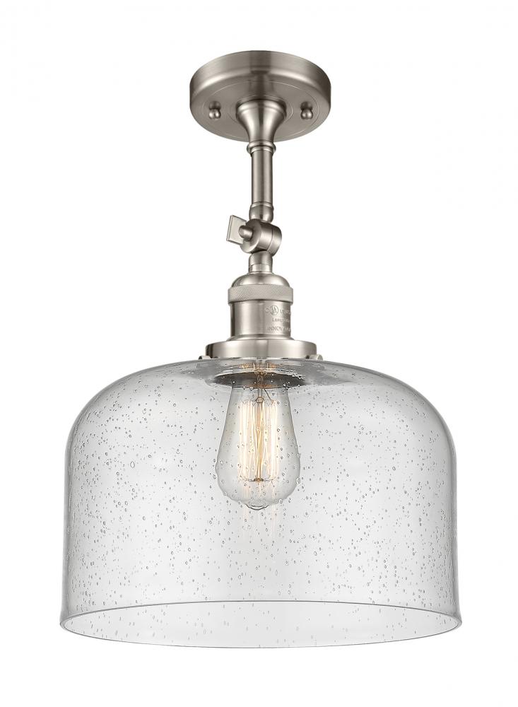 Bell - 1 Light - 12 inch - Brushed Satin Nickel - Adjustable Semi-Flush Mount