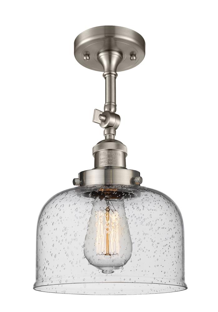 Bell - 1 Light - 8 inch - Brushed Satin Nickel - Adjustable Semi-Flush Mount