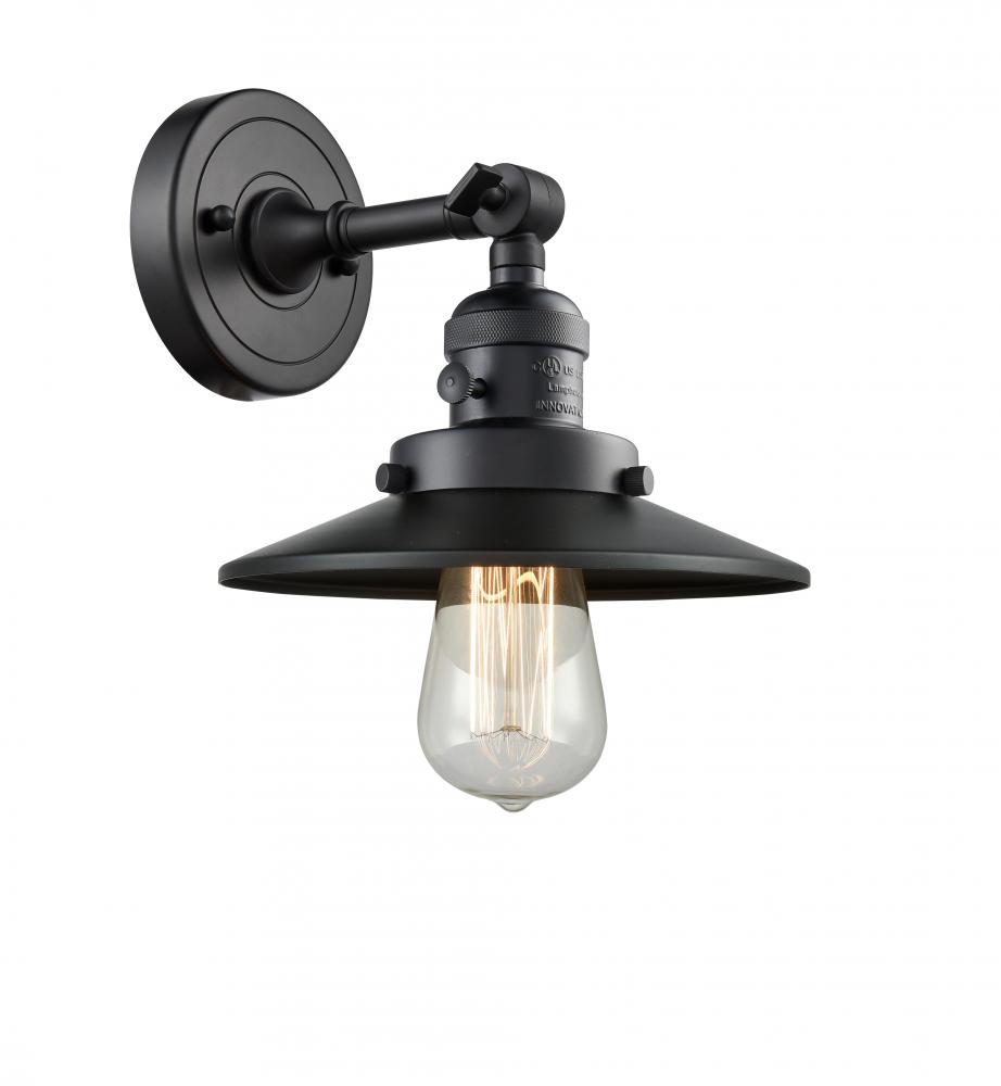 Railroad - 1 Light - 8 inch - Matte Black - Adjustable Sconce