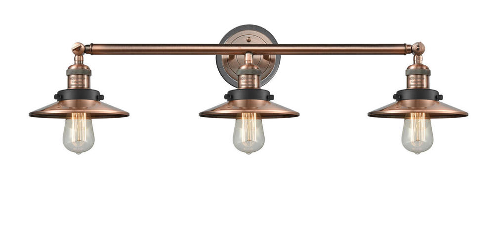 Railroad - 3 Light - 32 inch - Antique Copper - Bath Vanity Light