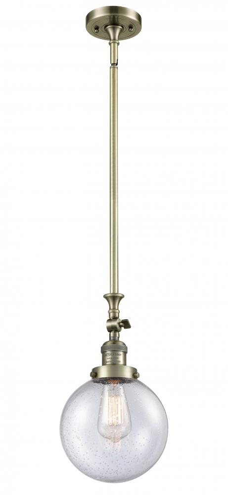Beacon - 1 Light - 8 inch - Antique Brass - Stem Hung - Adjustable Mini Pendant