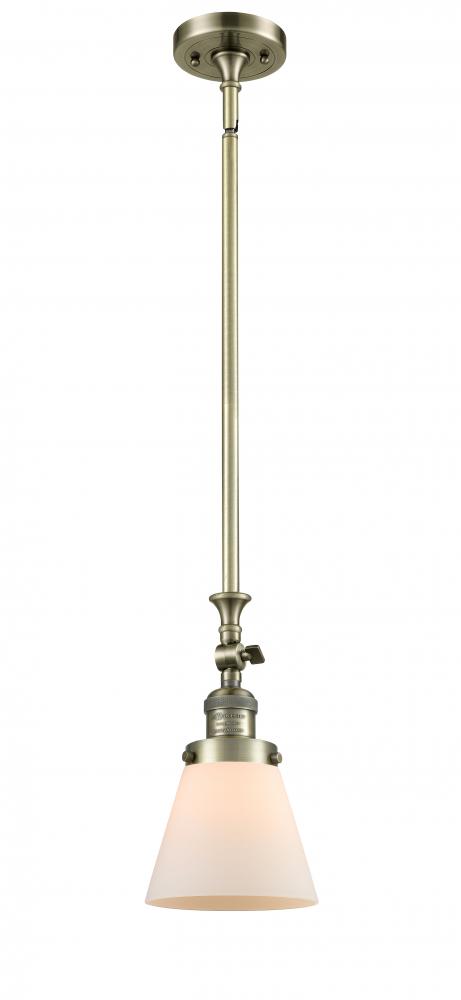 Cone - 1 Light - 6 inch - Antique Brass - Stem Hung - Adjustable Mini Pendant