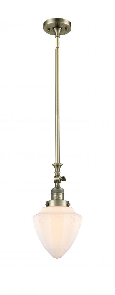 Bullet - 1 Light - 7 inch - Antique Brass - Stem Hung - Adjustable Mini Pendant