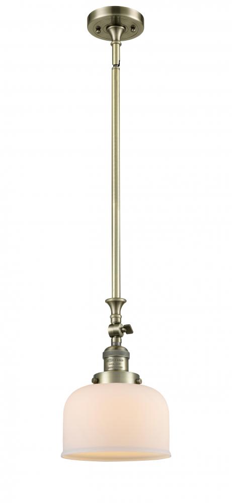 Bell - 1 Light - 8 inch - Antique Brass - Stem Hung - Adjustable Mini Pendant