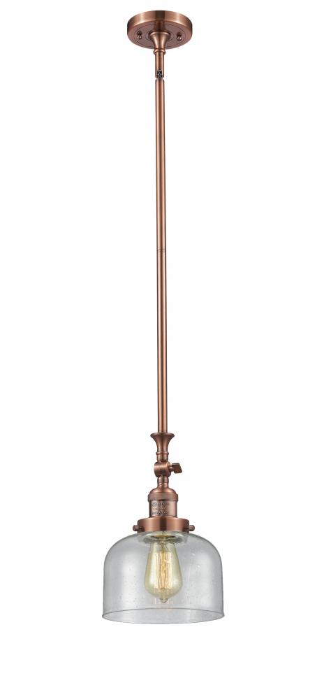 Bell - 1 Light - 8 inch - Antique Copper - Stem Hung - Adjustable Mini Pendant