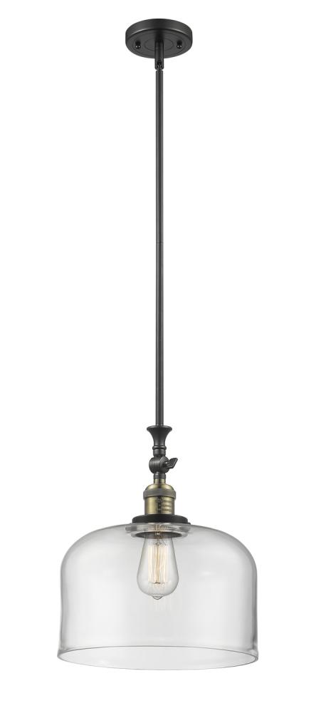 Bell - 1 Light - 12 inch - Black Antique Brass - Stem Hung - Adjustable Mini Pendant
