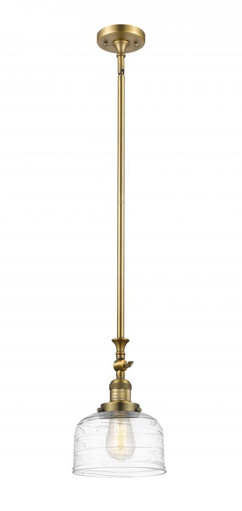 Bell - 1 Light - 8 inch - Brushed Brass - Stem Hung - Adjustable Mini Pendant