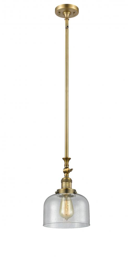 Bell - 1 Light - 8 inch - Brushed Brass - Stem Hung - Adjustable Mini Pendant