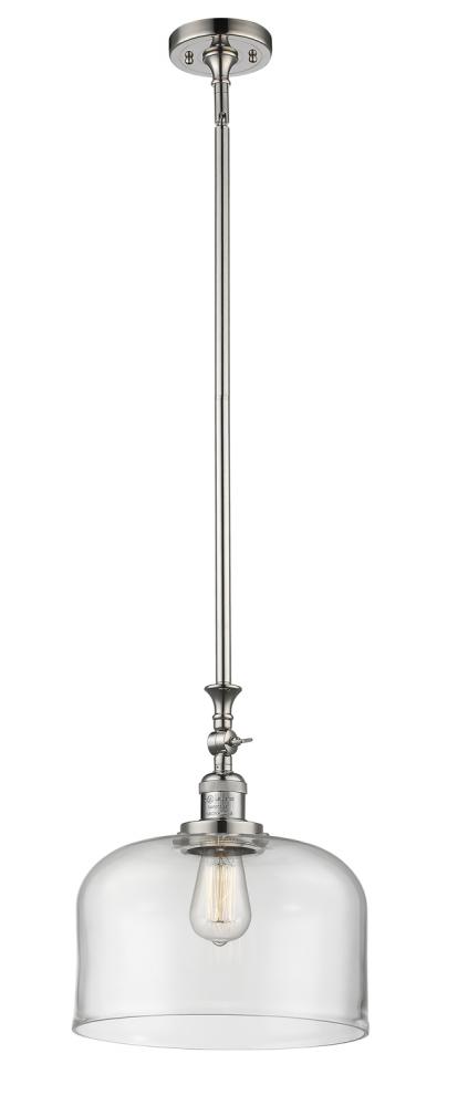 Bell - 1 Light - 12 inch - Polished Nickel - Stem Hung - Adjustable Mini Pendant