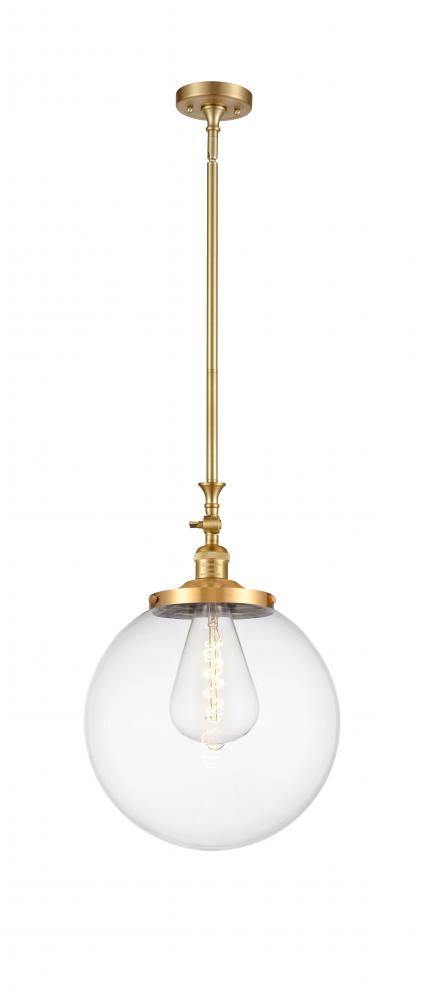 Beacon - 1 Light - 12 inch - Satin Gold - Stem Hung - Adjustable Mini Pendant