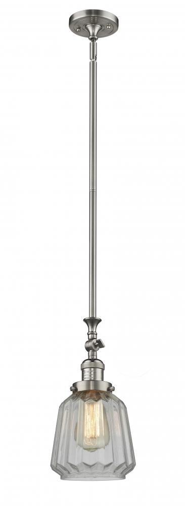 Chatham - 1 Light - 7 inch - Brushed Satin Nickel - Stem Hung - Adjustable Mini Pendant
