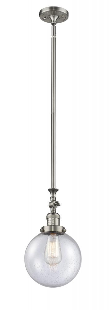 Beacon - 1 Light - 8 inch - Brushed Satin Nickel - Stem Hung - Adjustable Mini Pendant