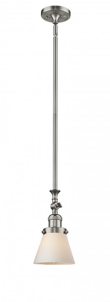 Cone - 1 Light - 6 inch - Brushed Satin Nickel - Stem Hung - Adjustable Mini Pendant