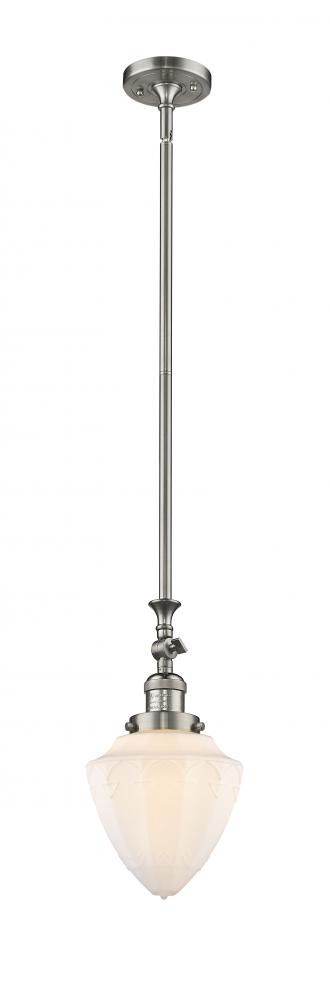 Bullet - 1 Light - 7 inch - Brushed Satin Nickel - Stem Hung - Adjustable Mini Pendant