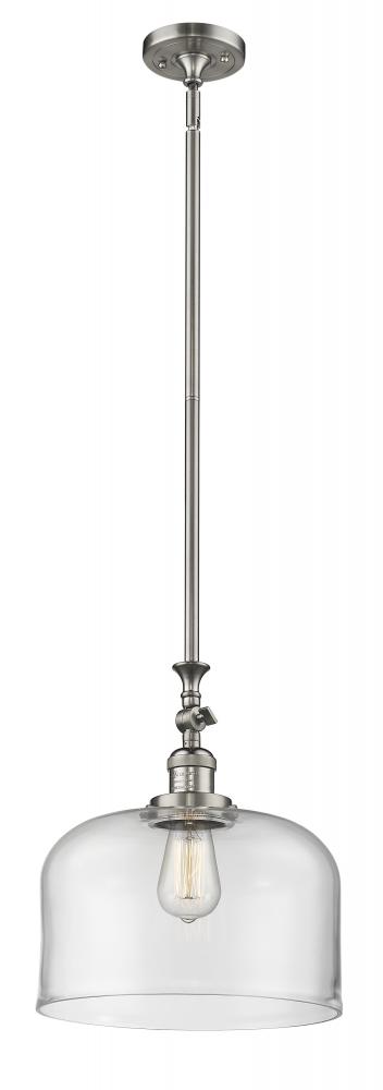 Bell - 1 Light - 12 inch - Brushed Satin Nickel - Stem Hung - Adjustable Mini Pendant