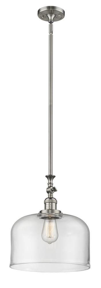 Bell - 1 Light - 12 inch - Brushed Satin Nickel - Stem Hung - Adjustable Mini Pendant