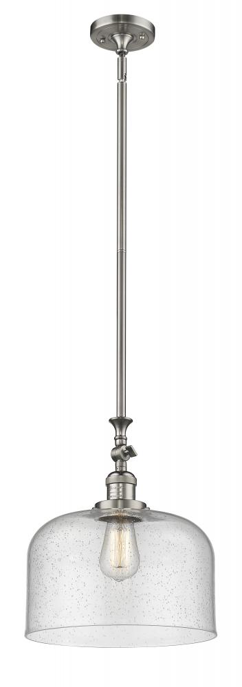 Bell - 1 Light - 12 inch - Brushed Satin Nickel - Stem Hung - Adjustable Mini Pendant