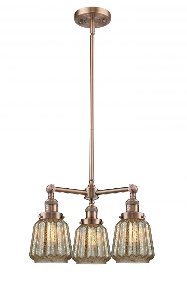 Chatham - 3 Light - 24 inch - Antique Copper - Stem Hung - Chandelier