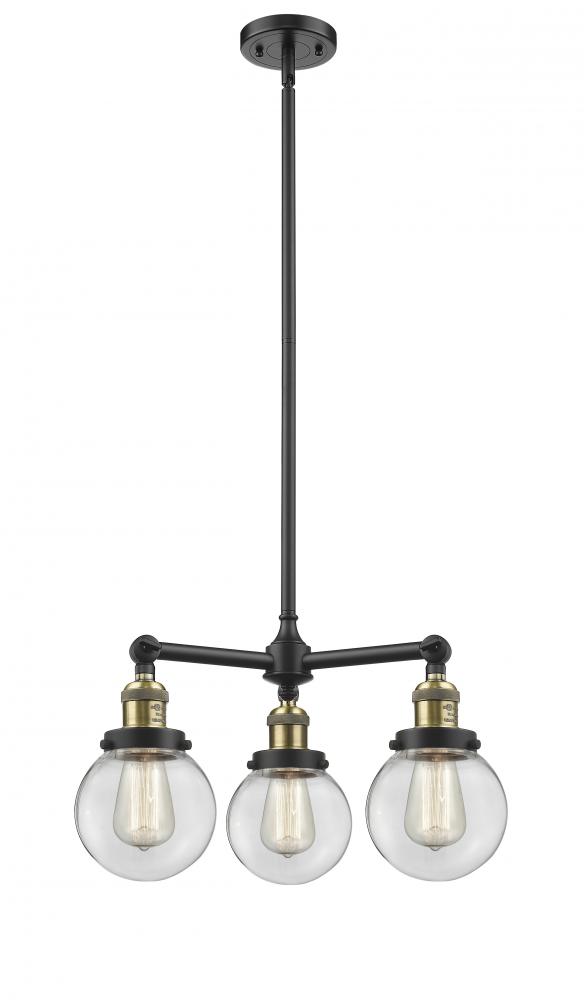 Beacon - 3 Light - 19 inch - Black Antique Brass - Stem Hung - Chandelier