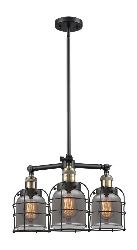 Bell Cage - 3 Light - 19 inch - Black Antique Brass - Stem Hung - Chandelier