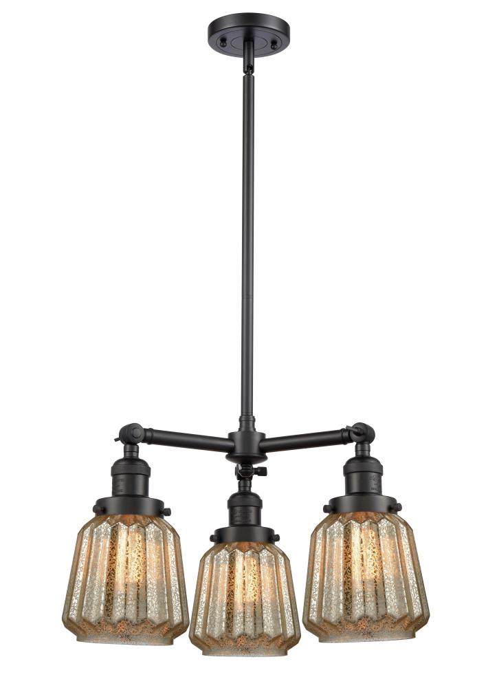 Chatham - 3 Light - 24 inch - Matte Black - Stem Hung - Chandelier
