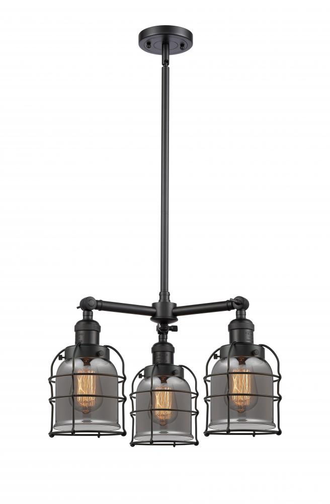 Bell Cage - 3 Light - 19 inch - Matte Black - Stem Hung - Chandelier