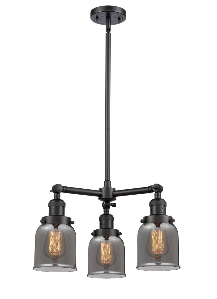 Bell - 3 Light - 19 inch - Matte Black - Stem Hung - Chandelier