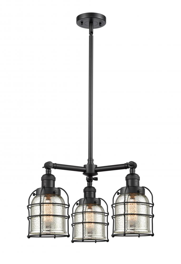 Bell Cage - 3 Light - 19 inch - Matte Black - Stem Hung - Chandelier