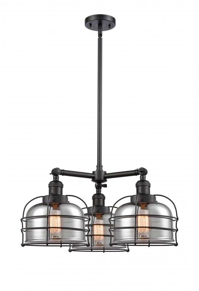 Bell Cage - 3 Light - 24 inch - Matte Black - Stem Hung - Chandelier