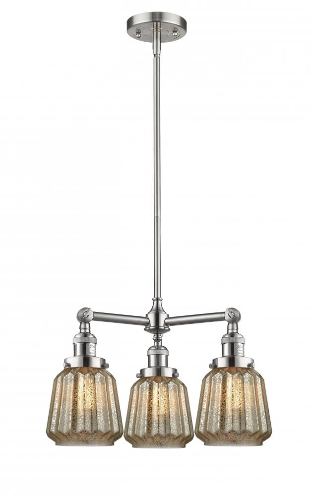 Chatham - 3 Light - 24 inch - Brushed Satin Nickel - Stem Hung - Chandelier