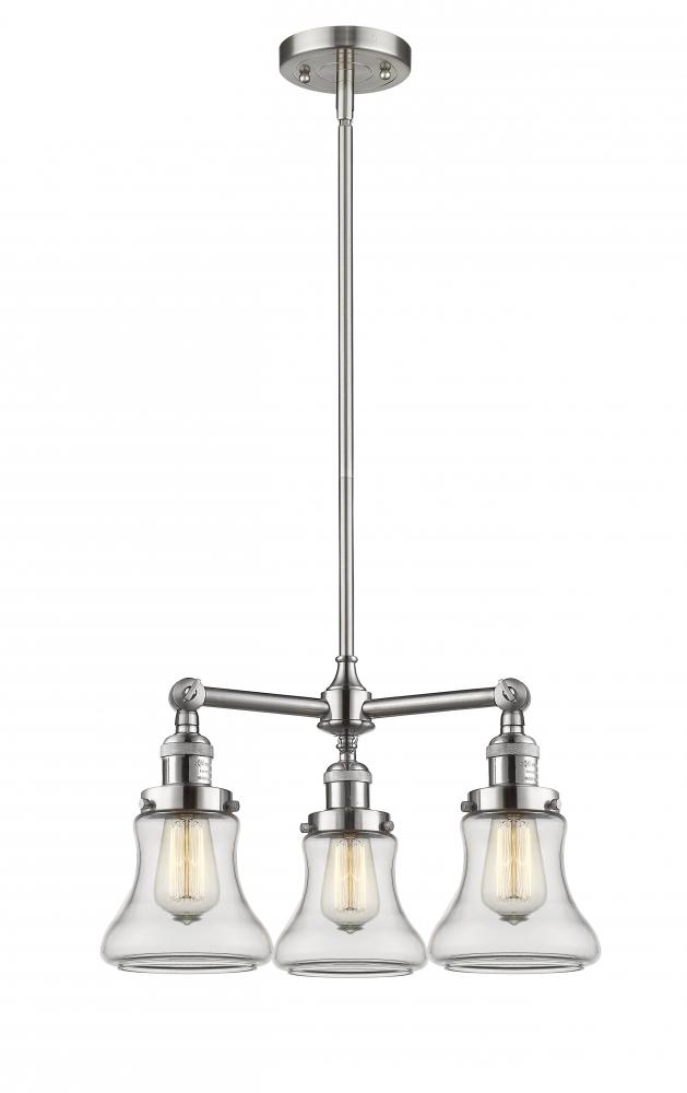 Bellmont - 3 Light - 18 inch - Brushed Satin Nickel - Stem Hung - Chandelier