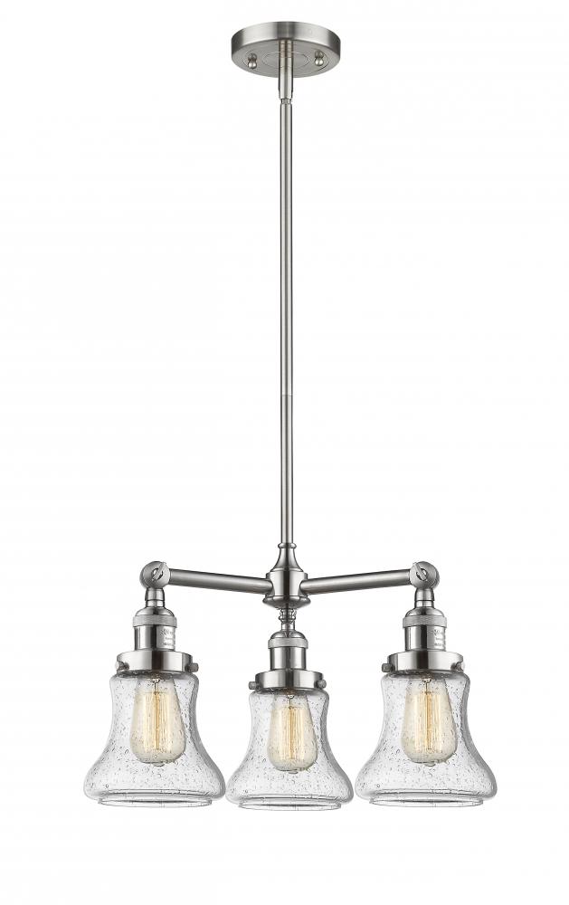 Bellmont - 3 Light - 18 inch - Brushed Satin Nickel - Stem Hung - Chandelier