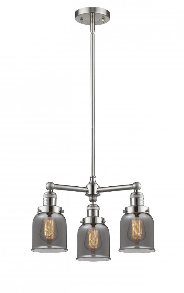 Bell - 3 Light - 19 inch - Brushed Satin Nickel - Stem Hung - Chandelier