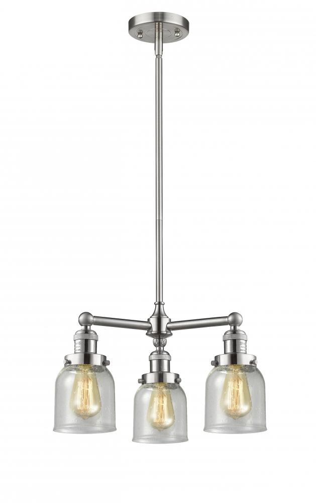 Bell - 3 Light - 19 inch - Brushed Satin Nickel - Stem Hung - Chandelier