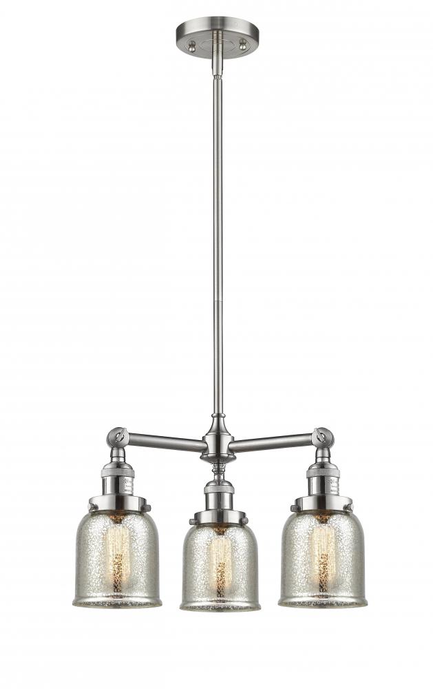 Bell - 3 Light - 19 inch - Brushed Satin Nickel - Stem Hung - Chandelier