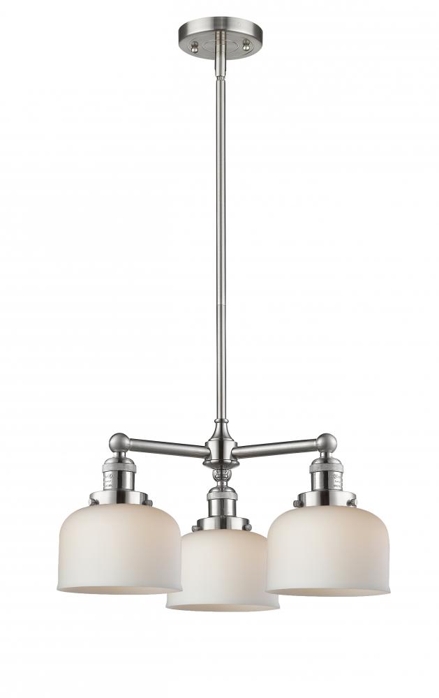 Bell - 3 Light - 22 inch - Brushed Satin Nickel - Stem Hung - Chandelier
