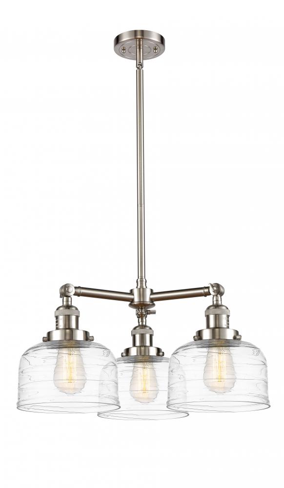 Bell - 3 Light - 22 inch - Brushed Satin Nickel - Stem Hung - Chandelier