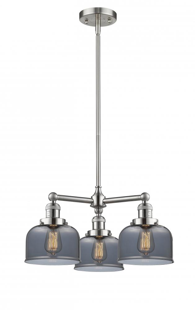 Bell - 3 Light - 22 inch - Brushed Satin Nickel - Stem Hung - Chandelier