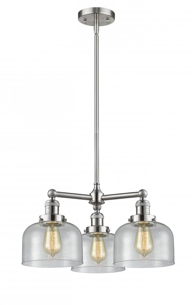 Bell - 3 Light - 22 inch - Brushed Satin Nickel - Stem Hung - Chandelier
