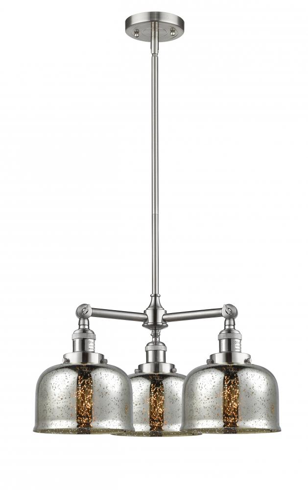 Bell - 3 Light - 22 inch - Brushed Satin Nickel - Stem Hung - Chandelier
