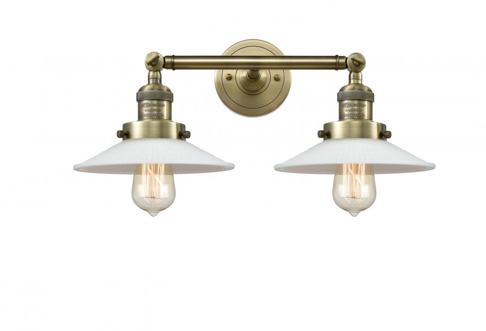 Halophane - 2 Light - 18 inch - Antique Brass - Adjustable Bath Vanity Light