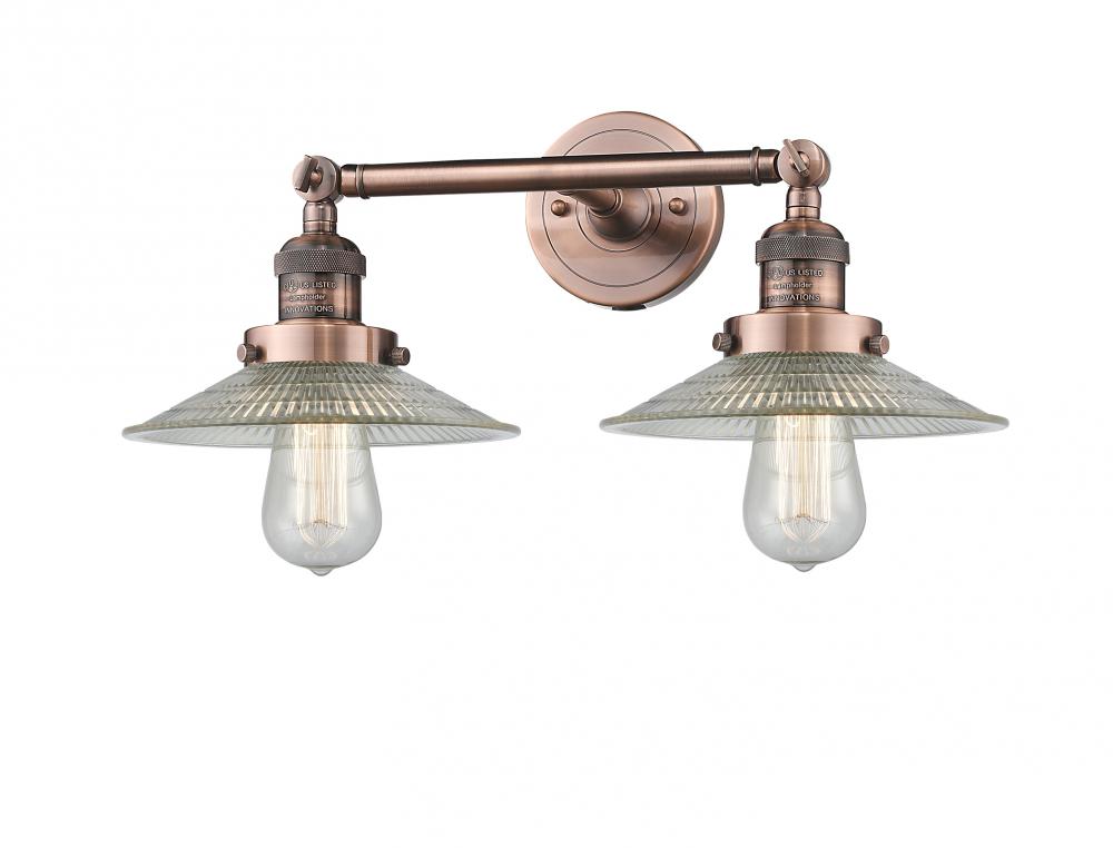 Halophane - 2 Light - 18 inch - Antique Copper - Adjustable Bath Vanity Light