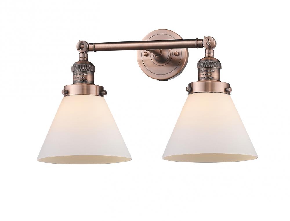 Cone - 2 Light - 18 inch - Antique Copper - Adjustable Bath Vanity Light