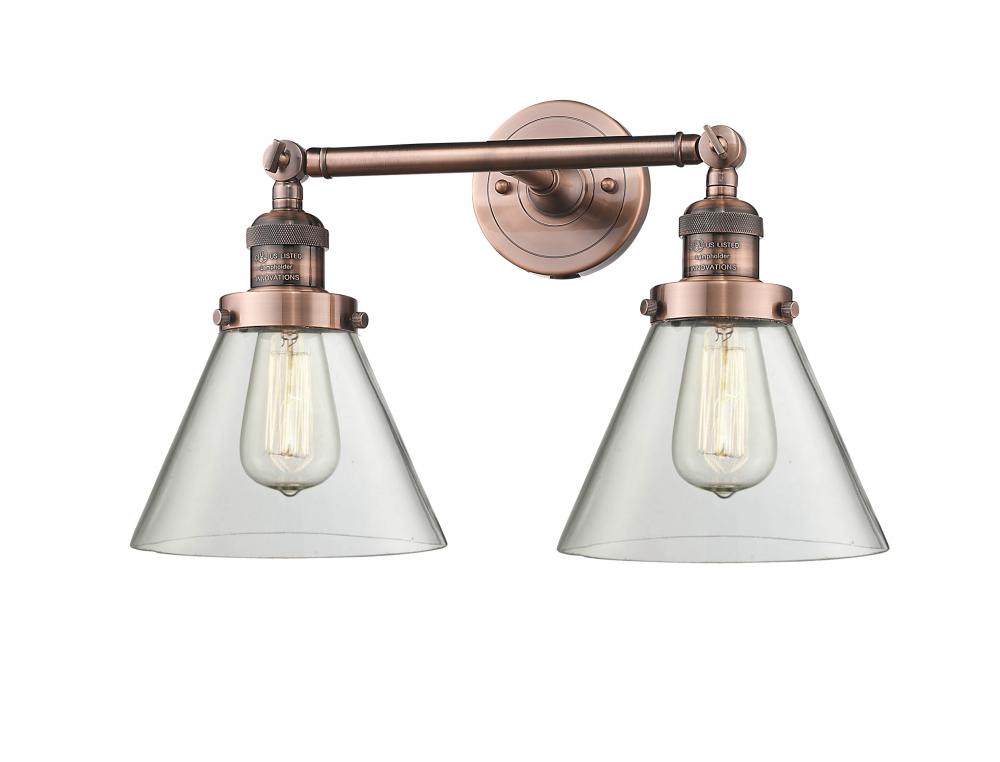 Cone - 2 Light - 18 inch - Antique Copper - Adjustable Bath Vanity Light