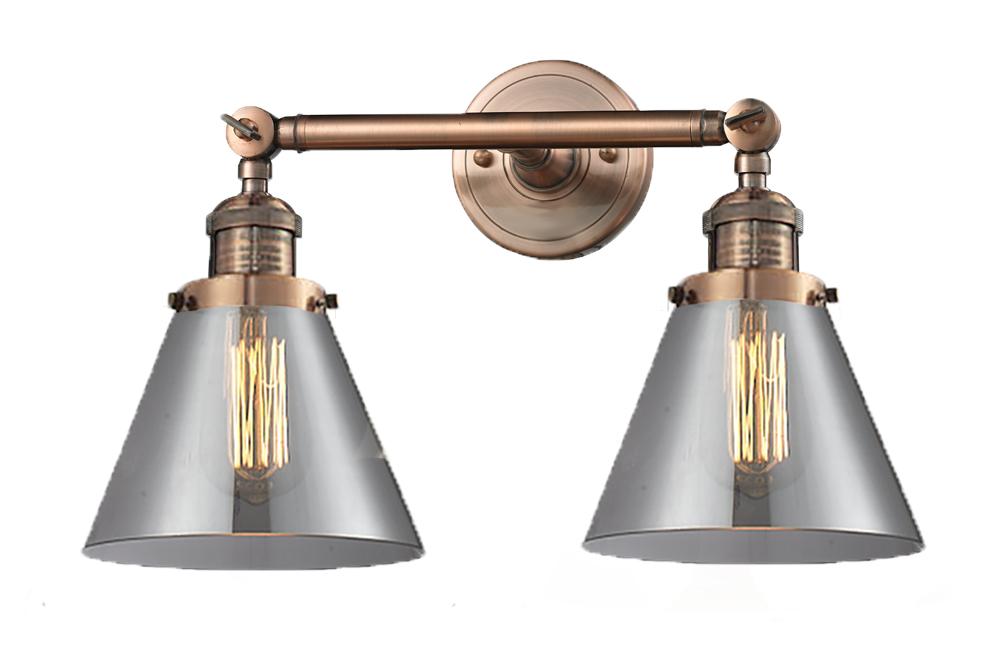Cone - 2 Light - 18 inch - Antique Copper - Adjustable Bath Vanity Light
