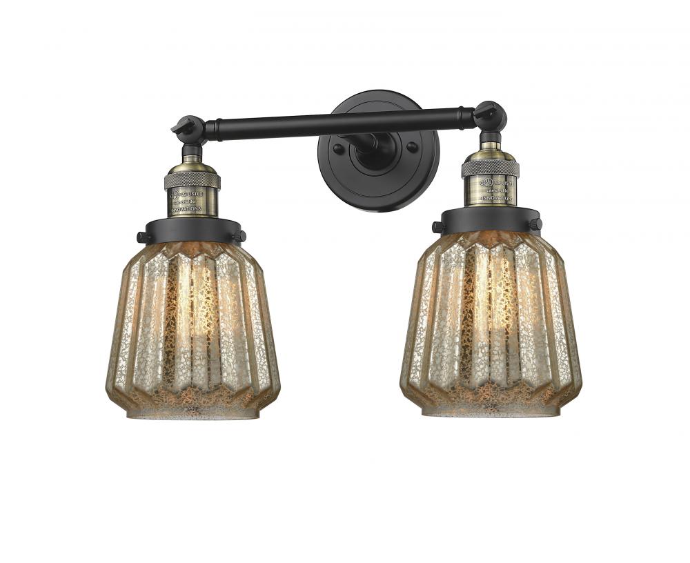 Chatham - 2 Light - 16 inch - Black Antique Brass - Adjustable Bath Vanity Light