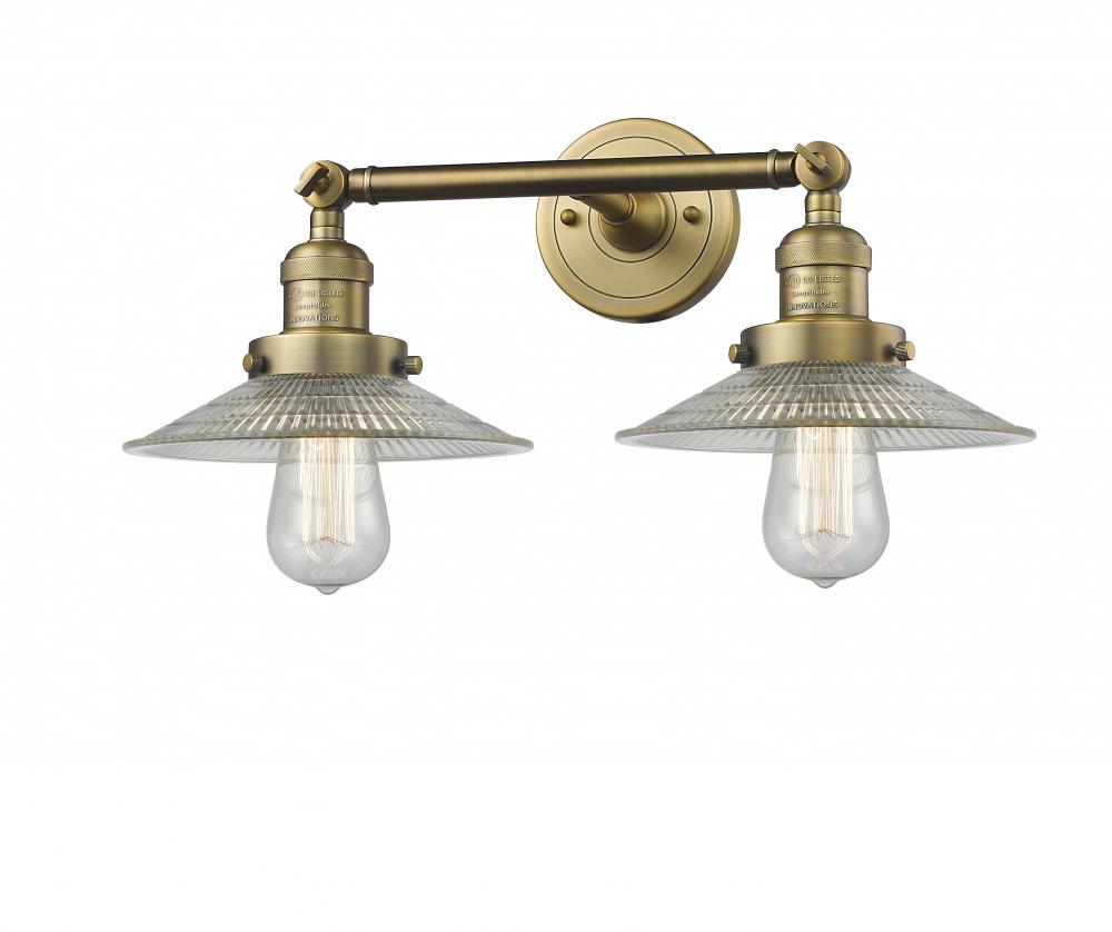 Halophane - 2 Light - 18 inch - Brushed Brass - Adjustable Bath Vanity Light