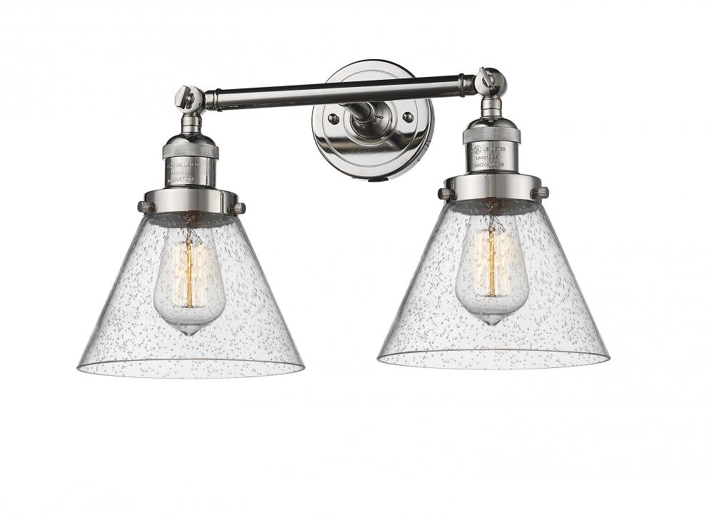 Cone - 2 Light - 18 inch - Polished Nickel - Adjustable Bath Vanity Light