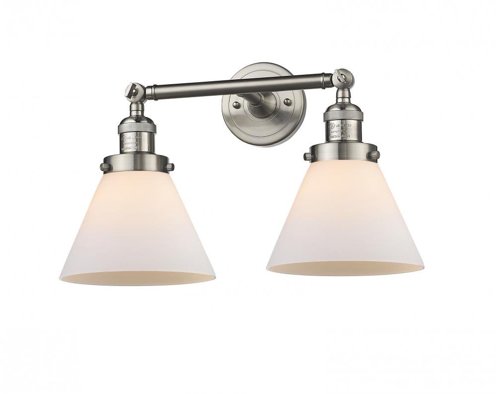 Cone - 2 Light - 18 inch - Brushed Satin Nickel - Adjustable Bath Vanity Light