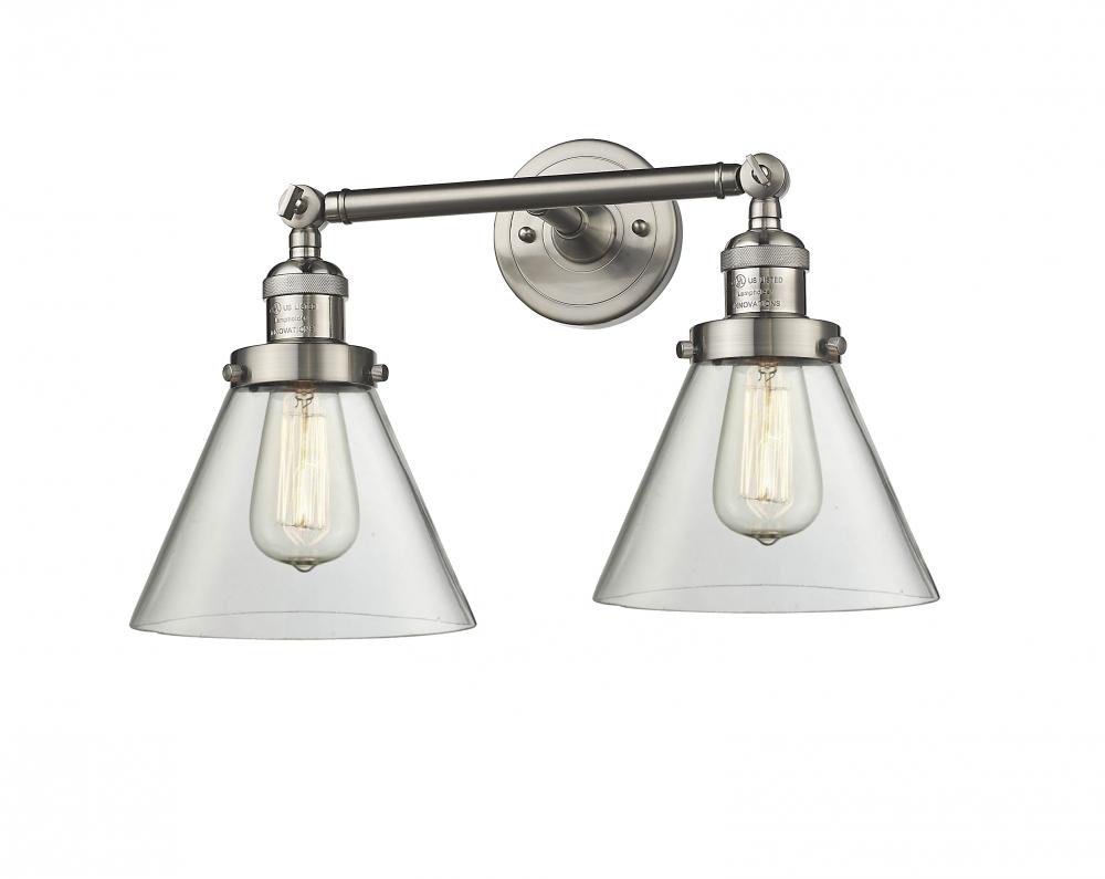 Cone - 2 Light - 18 inch - Brushed Satin Nickel - Adjustable Bath Vanity Light